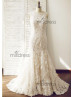 Vintage Lace Tulle Mermaid Wedding Dress With Champagne Lining